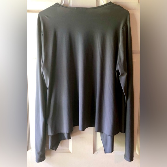 Attitudes by Renee Gray Poly Knit Open Waterfall Cardigan Jacket Large NWT NOS - Picture 2 of 2